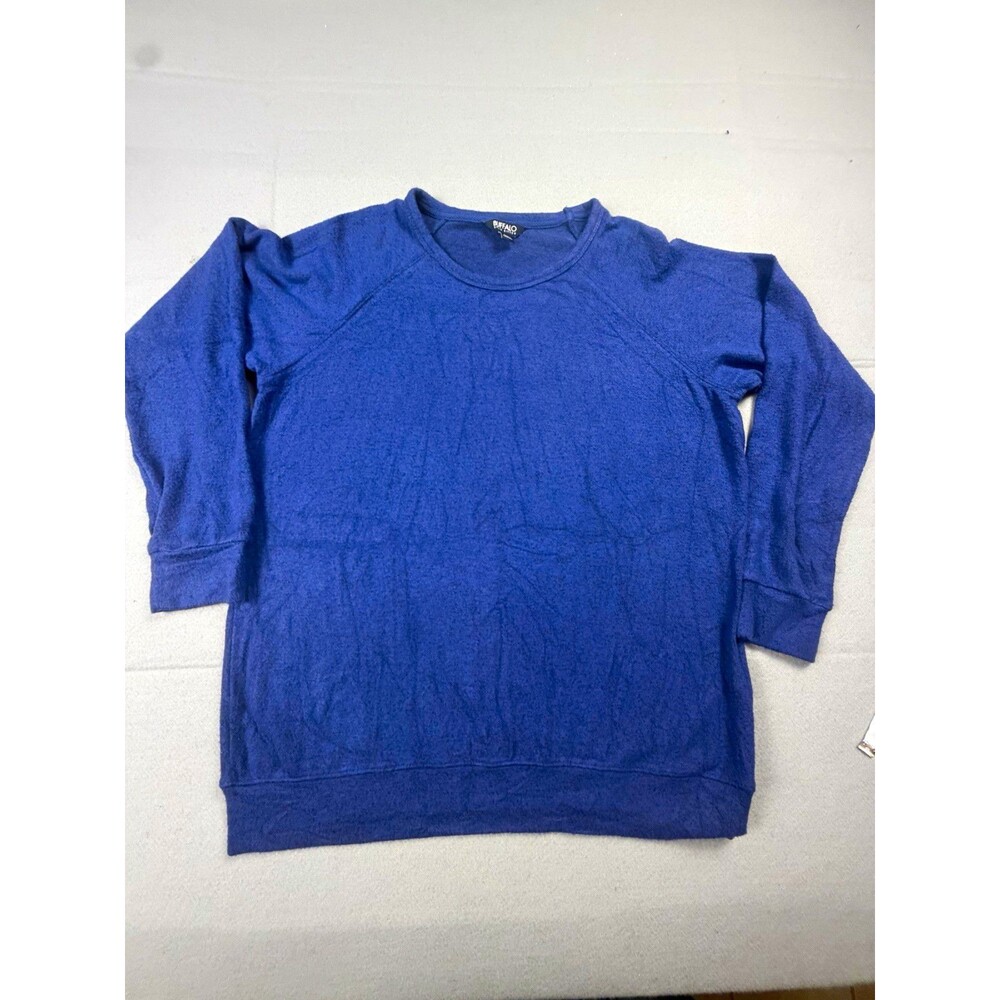 Buffalo David Bitton Mens M Blue Crew Neck Knit Pullover Sweatshirt Logo